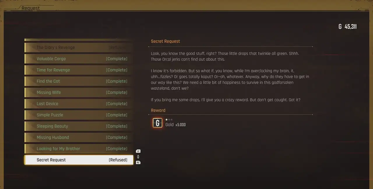 Stellar Blade Great Desert Bulletin Board request route screenshot