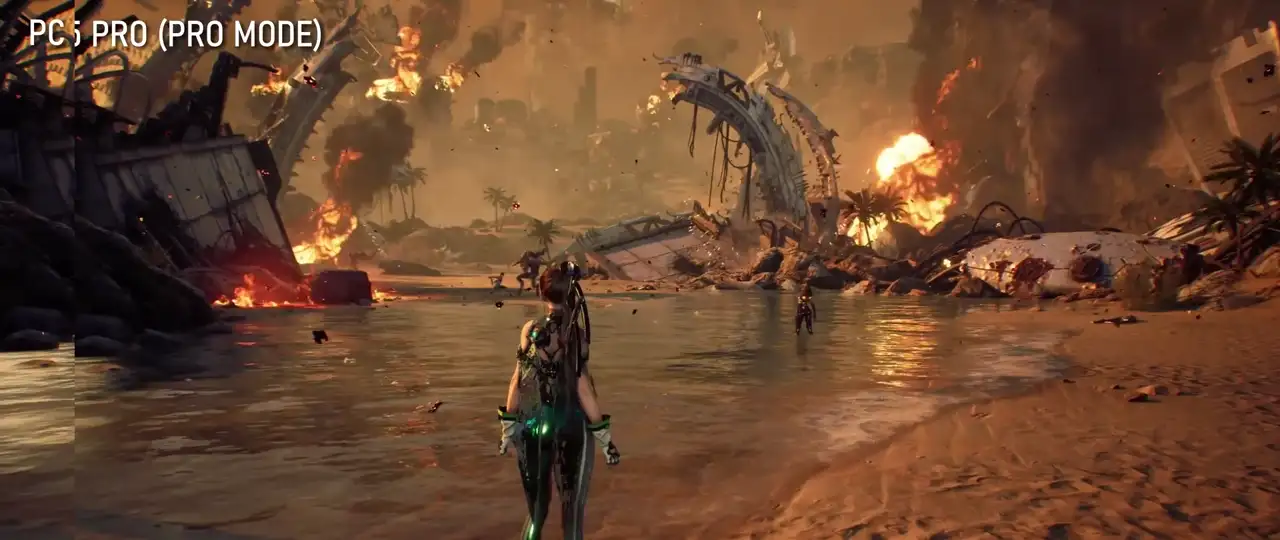 Stellar Blade PC and PS5 Pro graphics comparison screenshot